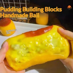 Caramel Pudding Squeeze Toy Crispy Crunch Sound Stress Relief Sensory Fidget Toy for Kids Adults Fun Food Shaped Desk Decor Gift