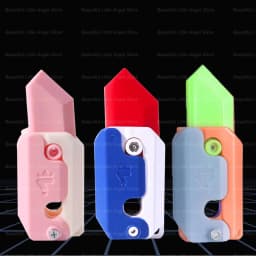 New 3D Mini Butterfly Knife Printing Gravity Knife Cub Jumping Small Radish Knife Mini Model Pendant Push Card Decompression Toy