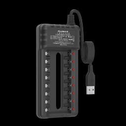 PUJIMAX 8 Slot USB Output Fast Charging Battery Charger Short Circuit Protection Suitable For AA/AAA/Nimh Rechargeable Batteries