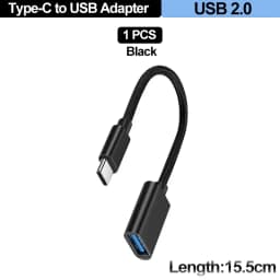 For Mobile Phone USB Female to Type C Male Adapter OTG 15.5CM Long Cable For Xiaomi Samsung S20 Huawei OTG Data Cable Converter
