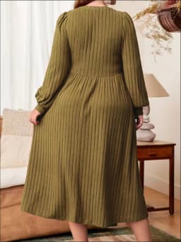 Plus Size Women's Autumn Winter Dresses Casual Solid Color O-Neck Long Sleeve Maxi Dress 5XL Big Sizes Women's Rib Knitted Dress