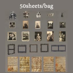 50-Piece Retro Days Theme Sticker Pack - Nostalgic Photo Style Journal Supplies, Aged Background Collage Paper, Diary Decoration