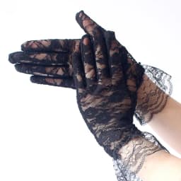 New Lace Full Finger Party Short Gloves For Women Girls Kids Black Solid Knitted Mittens Outdoor Dance Dress Up Bride's Gloves