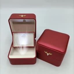 Custom LOGO PU Leather LED Jewelry Box Creative Deer Buckle Proposal Ring Pendant Case Paired Ring Jewelry Packaging Box Gift