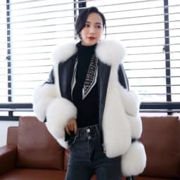 2025 Winter New Imitation Fox Fur Grass Jacket for Women Short Fashion long sleeves Motorcycle Jackets Women's Zipper Outwear