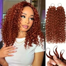 Bling Hair #33 Reddish Brown Color Burmese Curly Feather Crochet Human Hair Extensions 50g Pre-Separated Invisible Miracle Knots Feather Crochet Human Hair Extensions For Women