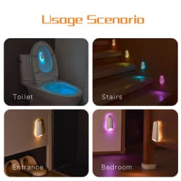 Smart Motion Sensor Night Light LED Projector Toilet Lights USB Rechargeable Colorful Foot Lamp Wall Lamp for Bathroom Corridor