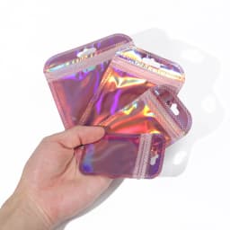 25pcs Rainbow Self-sealing OPP Bag Laser Zipper Bag Re-seal Packaging Jewelry Retail Gift Bags Practical Small Business Supplies