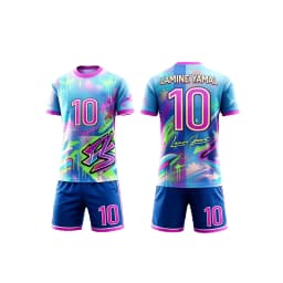 Summer New Style # Yamal No.10 # Men's and Women's Football T-shirt Shorts Set Loose Quick Drying Training Clothes Kids