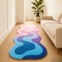 VIKAMA Gradient Wave Rug Warmth-Retaining & Non-Slip Bedroom Entrance & Bedside Mat Living Room Sofa Rug Home Decor