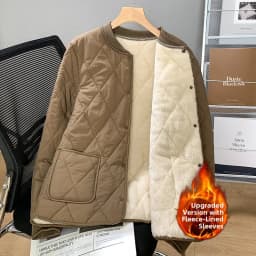Men's Thickened Fleece Lined Stand Collar Cotton Jacket Inner Wear Short Coat Warm Youth Style School Uniform Essential
