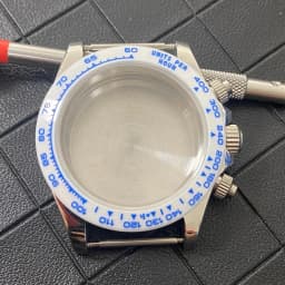 VK63 Watch Case with Sapphire Glass Stainless Steel Case with Ceramic Bezel Men's Watch Accessories for VK63 Quartz Movement
