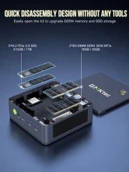 GMKtec Mini PC M5 Plus AMD Ryzen7 5825U M5 Ultra AMD Ryzen7 7730U DDR4 3200MT/s NVMe PCIe3.0 Wifi6E BT5.2 Win11 Pro Desktop Gaming Computer