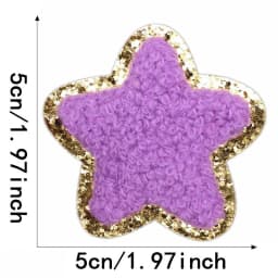 10pcs Set Chenille Self-Adhesive Patches Shiny Glitter Base Lightning Star Rainbow Patch for Bags Hats Jackets Clothing