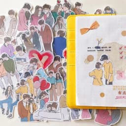 Stickers 42pcs Cute Couple Stickers Hand-painted Characters Boys and Girls Love Album Diy Decoration Diary Computer Mobile Phone
