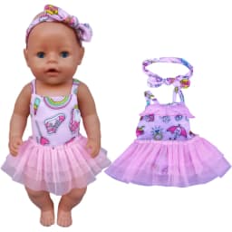 38cm doll clothes for 43cm Bebe doll boy clothes pants blue elephant set for 17" doll fur pajama