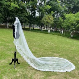 Customized 1 Tier Mantilla Wedding Veil 3M Long Full Lace Edge Cathedral Bridal Veils Wedding Accessories Doda Velo De Novias