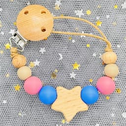 Custom Personalized Name Baby Pacifier Clip Bear Pacifier Chain Holder for Baby Teething Soother Chew Toy Food Grade Dummy Clips