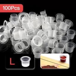 100pcs Disposable Tattoo Ink Cups Plastic Pigment Clear Holder Container Caps Tattoo Permanent Makeup Microblading Supply