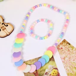2pcs/set Candy Color Beads Cute Flower Rainbow Necklace Bracelet Sets for Kids Party Jewelry Girl Birthday Gift