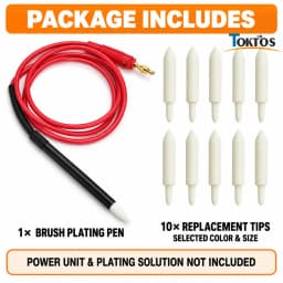 TOKTOS Brush Plating Pen Kit with 10 Replacement Tips 20-44mm Jewelry Gold Silver Electroplating Repair Pen Accessories