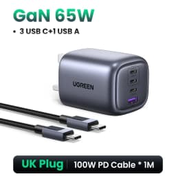 UGREEN 65W GaN Charger Quick Charge 4.0 3.0 PPS PD 3.0 Fast Charger 3 USB C For Macbook Air Laptops Tablets iPhone 18 17 16 Pro