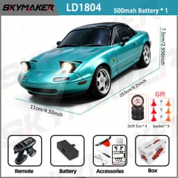 LDRC 1/18 RC Drift Car LD1804 Mazda MX5 2.4GHz with ESP Gyro LED Lights Full Scale Skymaker RC Toy Racing Cars For Kids Toy Gift