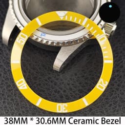 Sloping 38mm * 30.6mm Ceramic/Aluminum Bezel GMT and Diving Watch Insert Fits for 40mm Men's Watch Case Bezel Replacement Insert