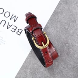 Women's Leather Belt Crocodile Pattern Decorative Match Jeans Suit Dress Slim Waist Genuine Black Leather Pants Waist Belt