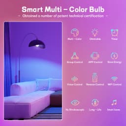 LED Smart Bulb E27 100-240V Color Changing LED Bulb with Music Synchronization WiFi and BLE 5.0 Dimmable RGB Smart Home Lighting
