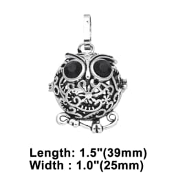 OCESRIO Retro Cute Owl Harmony Ball Pendant for Necklace Copper Gold Plated Wishing Ball Jewelry Making Supplies pdtb134
