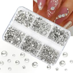 Nail Art Rhinestones Kit 2400pcs Nail Gems Ab Flatback Rhinestones Gems Stones with Storage Organizer for Design Bright Holiday