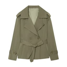 Women's Coat 2026 Autumn New Style Solid Color Long Sleeve Belted Short Trench Coat European and American Personalized Fashion