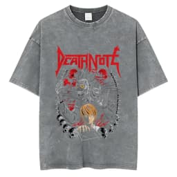 Vintage Washed Anime Death Note Misa Amane Print T Shirts Men Women Clothing Cotton Casual T-shirt Fashion Short Sleeve T-shirts