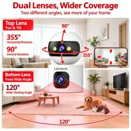 Lenovo 8MP 5G WiFi IP Camera Dual Lens With Adjustable Bracket Auto Tracking Indoor Wireless Surveillance Cameras Baby Monitor