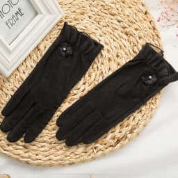 Sexy Summer Women UV Sunscreen Short Sun Screen Pearl Flowers Gloves Thin Ice Silk Lace Touch Screen Viscose Driving Gloves J53