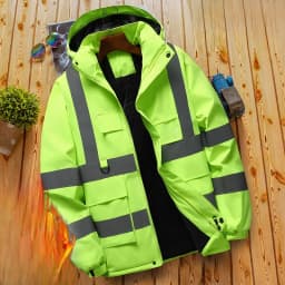 High-Speed Reflective Thickened Cotton Jacket Men's Fleece-Lined Printed Workwear Winter Outdoor Style Removable Hat Business...