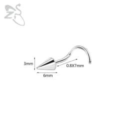 ZS 1 Piece 20G Stainelss Steel Long Spike Nose Stud Men Women Black L/I/S Shapes Nose Piercings Cone Nostril Piercings 6/8/10MM