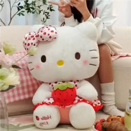 23cm Sanrio Hello Kitty Doll Fruit Strawberry Cat Doll Girls Plush Toy Home Decor Pillow Cute Cartoon Girls Birthday Gifts