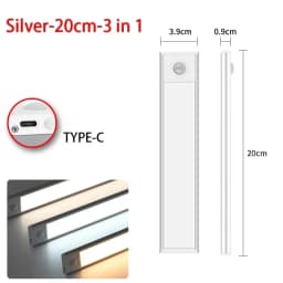 LED Motion Sensor Light Under Counter Lighting Wireless USB Rechargeable Kitchen Night Lights Magnetic 3-Colors Bedroom Lighting