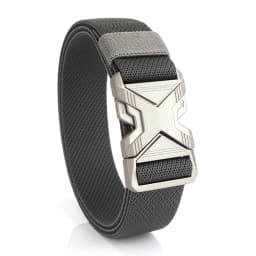 KOLBER New Silver Elastic Belt for Men Metal Buckle Quick Release 3.4cm Casual Belt Tight Woven Stretch Belt Tactical Girdle