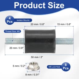 4/8Pcs M3 M4 M5 M6 Rubber Isolator Mounts Rubber Studs Shock Absorber Anti-Vibration Isolation Damping Mounts with Lock Nuts
