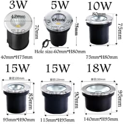 Waterproof LED Light Garden Underground 3W 5W 10W 15W IP68 Outdoor Buried Garden Path Spot Recessed Inground Lighting 220V DC12V