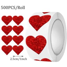 100-500pcs Red Heart Stickers for Valentine's Day 2.5cm Baking Packaging Sticker Envelope Seals Love Decorative Stickers