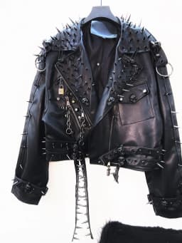 Unique Leather jacket y2k Leather jacket Gothic Leather jacket Punk Leather jacket Hiphop Leather jacket rivet Leather jacket