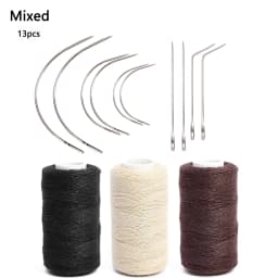 3 Rolls Hair Weaving Threads with 10 Pieces Sewing Needle Weaving Threads for Making Wigs Hand Sewing Hair Weft DIY