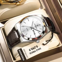 POEDAGAR Luxury Watch for Men Military Leather Man Wristwatch Quartz Clock Waterproof Luminous Date Week Men's Watches Reloj+box