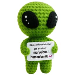 Customize Unique Positive Alien Crochet with Uplifting Card Birthday Graduation Anniversary Gift for Friend Husband Wife Teens
