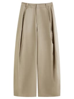 FSLE 2026 Summer Women's Mid-Rise Barrel Leg Casual Pants in Lyocell Cotton Blend - Relaxed Tailored Fit for Daily Wear