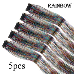 5Pcs/Pack Sparkle Hair Extensions Clip In Rainbow Shiny Sparkle Hair Tinsel Heat Resistant Sparkle Hair Extensions For Braids